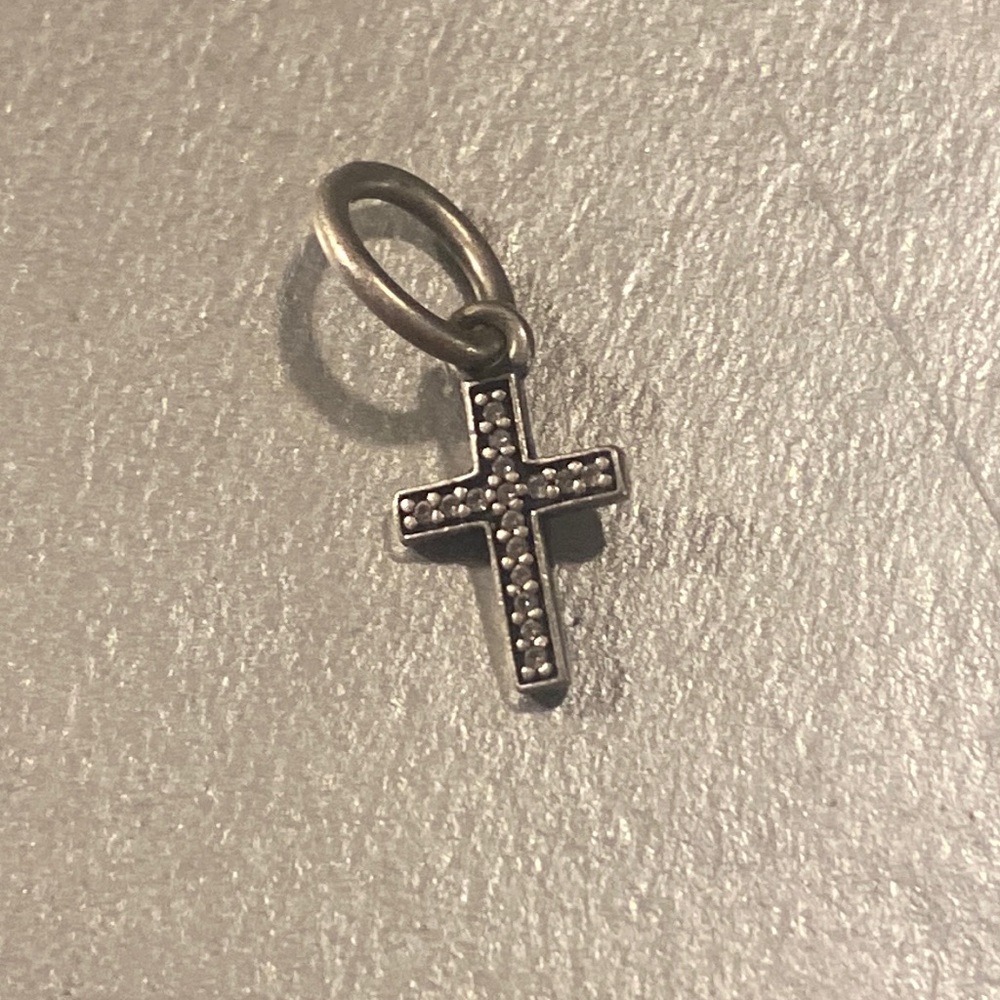 Pandora bracelet charm diamond cross